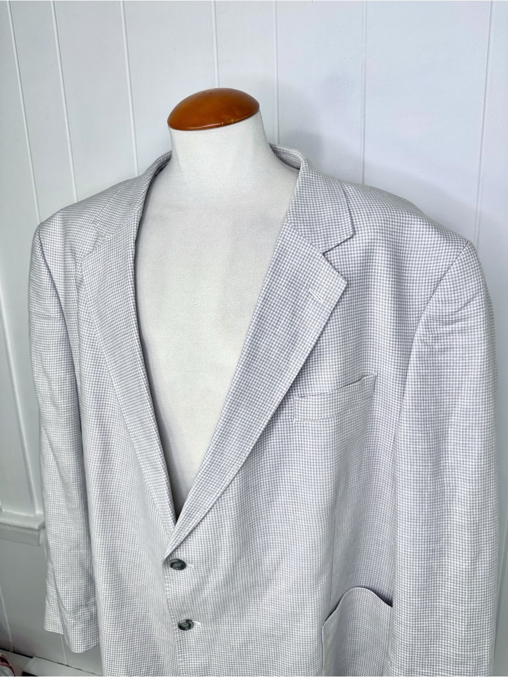 Stafford Linen Cotton Houndstooth Blazer